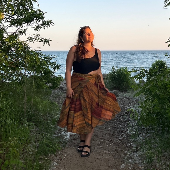 Multicolor Patchwork wrap-around  Skirt - Picture 5 of 6